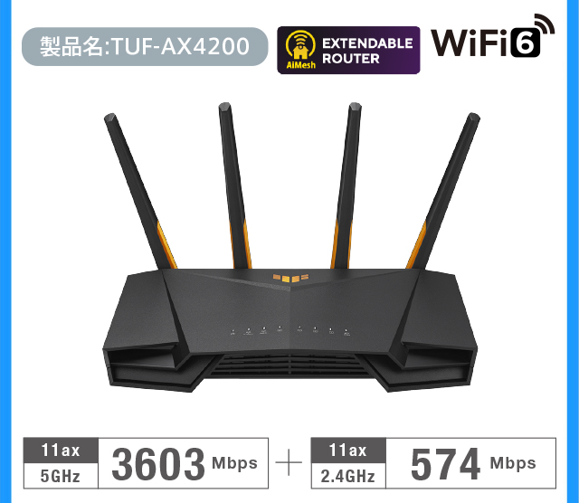 ASUS ゲーミングルーターWiFi  WiFi6 4804+574Mbps